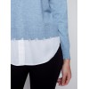 V-Neck Sweater with Shirt Collar - Snowflake