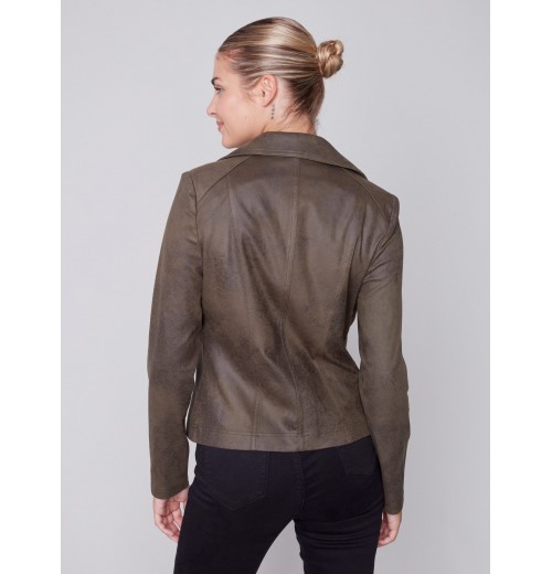 Vintage Faux Leather Perfecto Jacket - Spruce