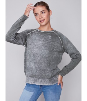 Washed-Out Color Effect Sweater - Spruce