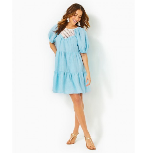 Charlet Short Sleeve Linen Dress