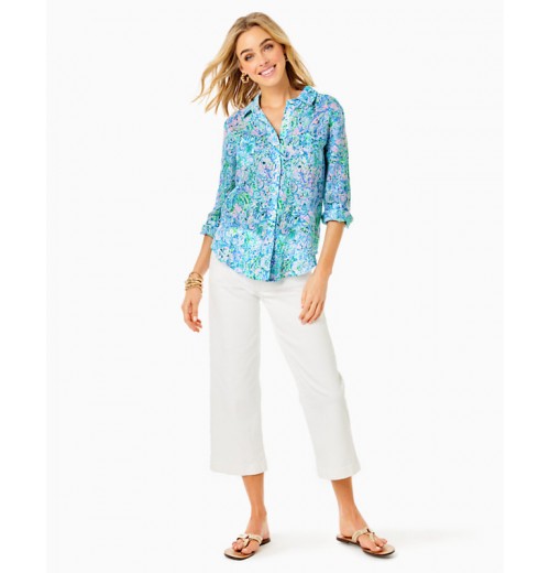 Sea View Linen Button Down Top