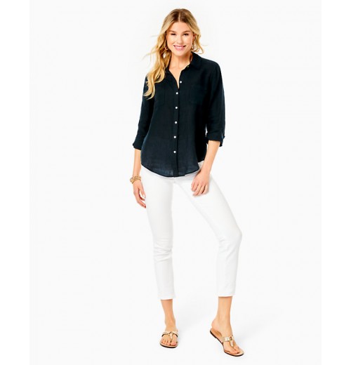 Sea View Linen Button Down Top