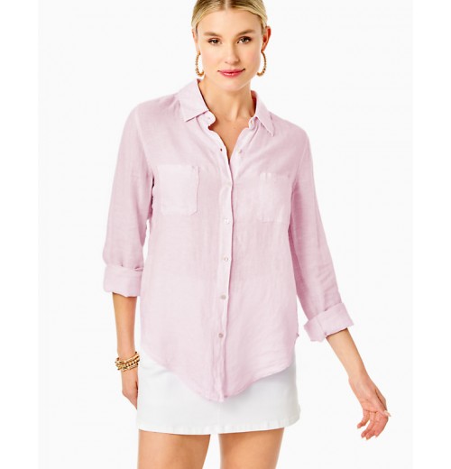 Sea View Linen Button Down Top