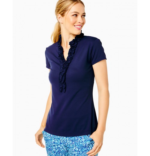 UPF 50+ Luxletic Frida Ruffle Polo Top