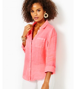 Sea View Linen Button Down Top