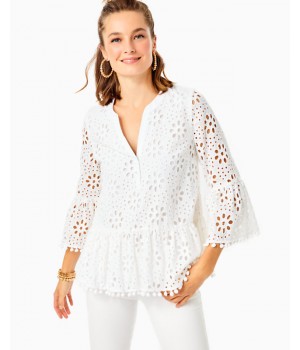 Bekah 3/4 Sleeve Eyelet Top