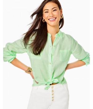 Sea View Linen Button Down Top